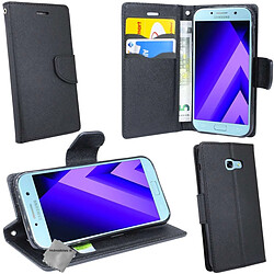 Htdmobiles Housse etui portefeuille pour Samsung Galaxy A3 (2017) + film ecran - NOIR / NOIR