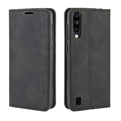 Etui en PU flip auto-absorbant au toucher soyeux avec support noir pour votre ZTE A7(2020)