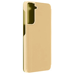 Avizar Housse Samsung Galaxy S21 Plus Clapet translucide Miroir Support Vidéo Or