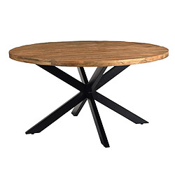 Moloo BARI-Table à manger Ronde 4 personnes L140 cm Manguier et métal noir