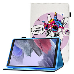 Etui en PU motif de couture, magnétique avec support, porte-cartes et porte-stylo pour Samsung Galaxy Tab A7 Lite 8.7-pouces T220/T225 - Chien licorne