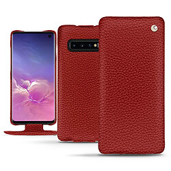 Housse cuir Samsung Galaxy S10 - Rabat vertical - Tomate ( Pantone #a61715 ) - NOREVE