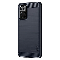 Coque en TPU MOFI texture en fibre de carbone bleu pour votre Xiaomi Redmi Note 11/Poco M4 Pro 5G