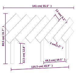 vidaXL Tête de lit Noir 141x3x80,5 cm Bois massif de pin pas cher