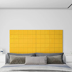 vidaXL Panneaux muraux 12 pcs Jaune 90x15 cm Velours 1,62 m²