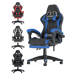 Fauteuil de Bureau - BIGZZIA Siège de bureau Réglable - Chaise gaming avec Appui-tête et Support lombaire, 136kg, Noir et Bleu