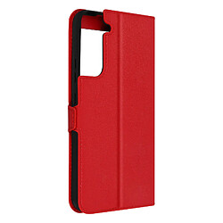 Avizar Housse Samsung Galaxy S22 Plus avec Clapet Double Fenêtre Support Vidéo rouge