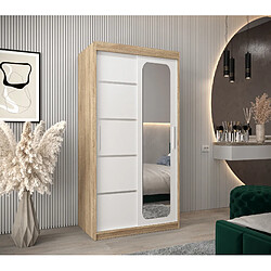 Abiks Meble Armoire PROMO V2 À Portes Coulissantes 200/100/62 2 Portes (Sonoma/Blanc)