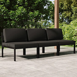 vidaXL Canapé de jardin 3 places avec coussins Aluminium Anthracite