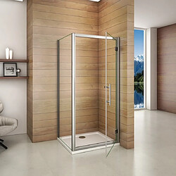 Cabine de douche 90x90x185cm porte de douche pivotante en verre securitavec une paroi de douche de 90cm