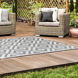 Toilinux Tapis en polypropylène - 120 x 180 cm de long - Gris foncé et Blanc