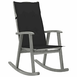 Maison Chic Chaise à bascule avec coussin | Fauteuil à bascule Rocking chairs Gris Bois d'acacia massif -GKD38526