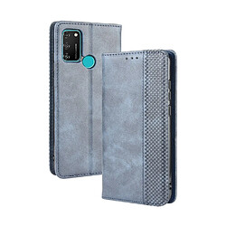 Etui en PU style vintage avec support bleu pour votre Huawei Honor 9A