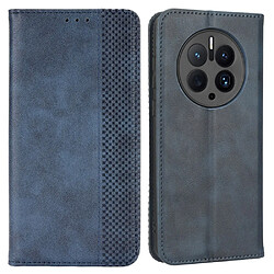 Etui en PU texture vintage, magnétique auto-absorbée avec support pour votre Huawei Mate 50 Pro 4G - bleu