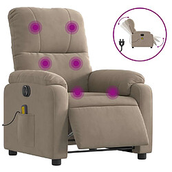 vidaXL Fauteuil inclinable de massage électrique taupe