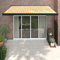 Maison Chic Store banne | Auvent rétractable de porte | Marquise Brise-soleil jaune et blanc 3,5x2,5 m tissu et aluminium -GKD12758