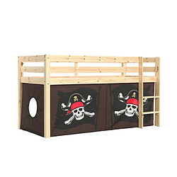 Mes Lit surélevé avec échelle naturel décor pirates - PINO