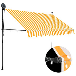 vidaXL Auvent manuel rétractable avec LED 300 cm Blanc et orange