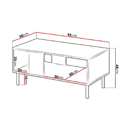 Bestmobilier Timote - table basse - avec niche de rangement - écru - 92 cm pas cher