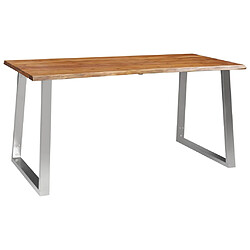 vidaXL Table à manger 160x80x75 cm Bois d'acacia et acier inoxydable