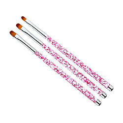 3X Pointe Pointue Ronde Brosse à Ongles Peinture Brosse Stylo Manucure Nail Art Rose pas cher