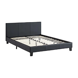 Vente-Unique Lit 140 x 190 cm - Simili - Noir + Matelas - CORNELIUS II