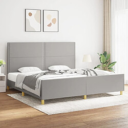 Maison Chic Lit adulte - Cadre Structure de lit avec tête de lit Contemporain Gris clair 200x200 cm Tissu -MN51417