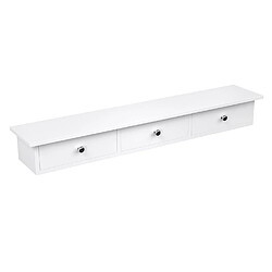 Helloshop26 Étagère murale flottante avec 3 tiroirs meuble de rangement mur 80 x 15 x 10 cm pour couloir salon chambre à coucher cuisine peinture haute brillance blanc 12_0002399