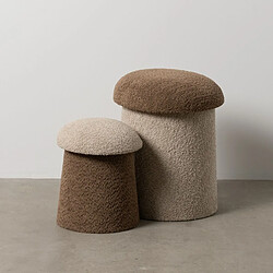 BigBuy Home Pouf Marron Beige Bois MDF 40 x 40 x 48 cm (2 Unités)