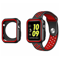 PHONECARE Kit Coque Military DoubleColor + Bracelet Bicolore SportStyle pour Apple Watch Series 3 - 38mm - Noir / rouge