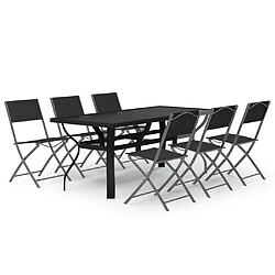 vidaXL Ensemble à manger de jardin 7 pcs Gris et noir