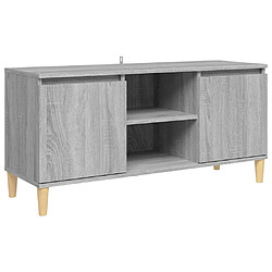 vidaXL Meuble TV avec pieds en bois solide Sonoma gris 103,5x35x50 cm