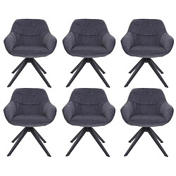 Decoshop26 Lot de 6 chaises de salle à manger rembourrées avec accoudoirs pivotantes métal et tissu gris 04_0007718