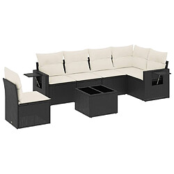 vidaXL Salon de jardin 7 pcs avec coussins noir résine tressée