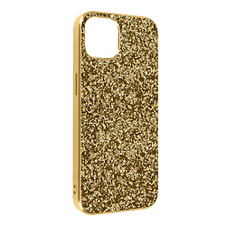 Avizar Coque iPhone 13 Mini Design Paillettes Rigide Finition Relief Antidérapante Doré