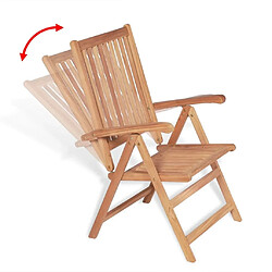 Maison Chic Lot de 2 Chaises inclinables de jardin - Fauteuil d'extérieur Bois de teck solide -MN51756 pas cher