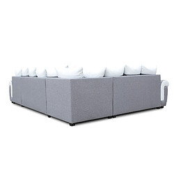 Bestmobilier Henry - canapé panoramique d'angle réversible - 7 places - convertible avec coffre - en tissu et PU pas cher