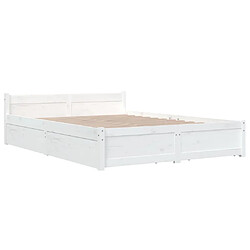 Avis vidaXL Cadre de lit sans matelas avec tiroirs blanc 120x200 cm