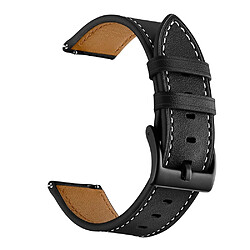 Bracelet en cuir véritable 20mm noir pour votre Samsung Gear Sport