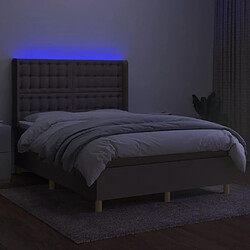 Avis Maison Chic Lit adulte- Lit + matelas + LED,Sommier à lattes de lit matelas et LED Taupe 140x200 cm Tissu -GKD45298