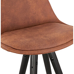 Avis Alterego Tabouret de bar design 'KONG' en microfibre brune et 4 pieds en bois noir