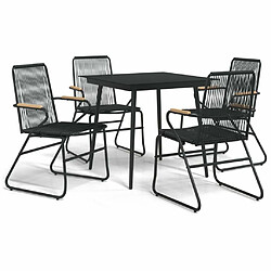 Maison Chic Mobilier à dîner 5 pcs de jardin - Ensemble table et chaises d'extérieur - Salon/Mobilier de jardin classique Noir Rotin PVC -MN33290