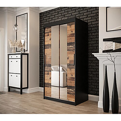 Abiks Meble Armoire Old St T1 à portes coulissantes 200/100/62 2 portes (noir/marron)