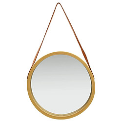 Maison Chic Miroir mural avec sangle | Miroir Décoration pour Maison Salle de Bain 50 cm Doré -GKD66244