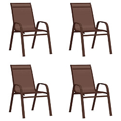 vidaXL Chaises empilables de jardin lot de 4 Marron Tissu textilène