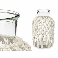 Avis Gift Decor Vase Blanc Tissu verre 18,5 x 30,5 x 18,5 cm (4 Unités) Macramé