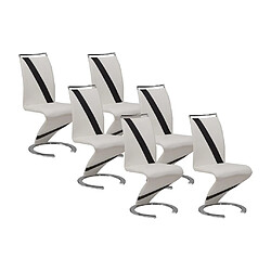 Vente-Unique Lot de 6 chaises TWIZY - Simili blanc & noir