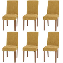 Decoshop26 Lot de 6 chaises de salle à manger dossier haut en tissu chenille jaune pieds en bois clairs 04_0007638