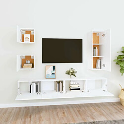 Avis Maison Chic Ensemble de meubles TV 5 pcs | Banc TV Moderne pour salon | Meuble de Rangement - Blanc Bois d'ingénierie -MN91810