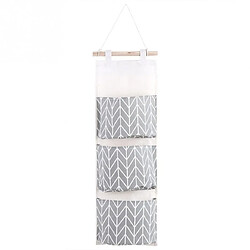 Wewoo Sac de rangement mural en lin avec 3 pochespochette pour chambre à couchersac de la maisonpoche Gris